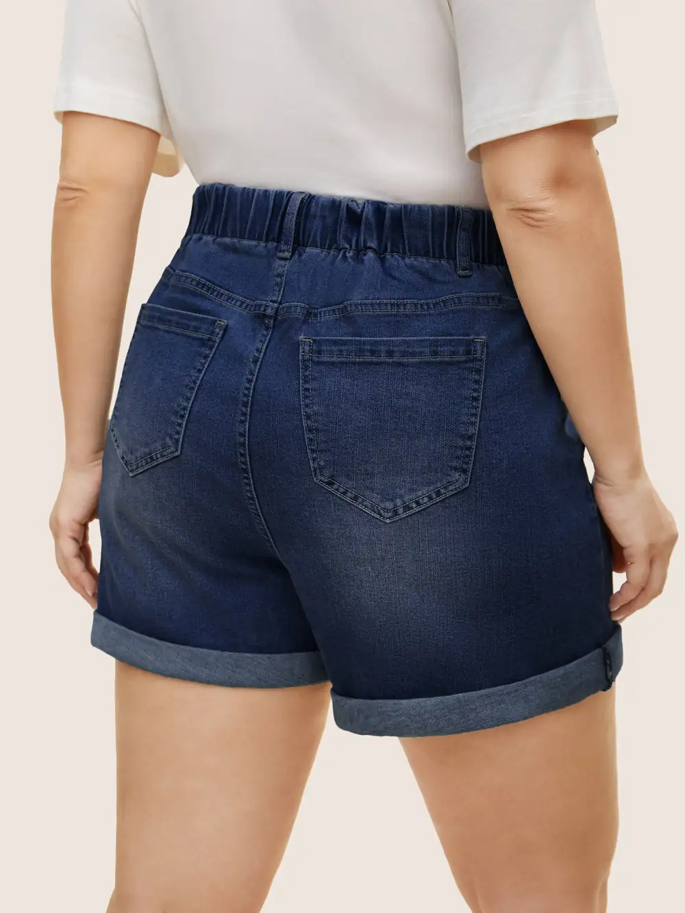 Light Wash Button Up Roll Hem Denim Shorts