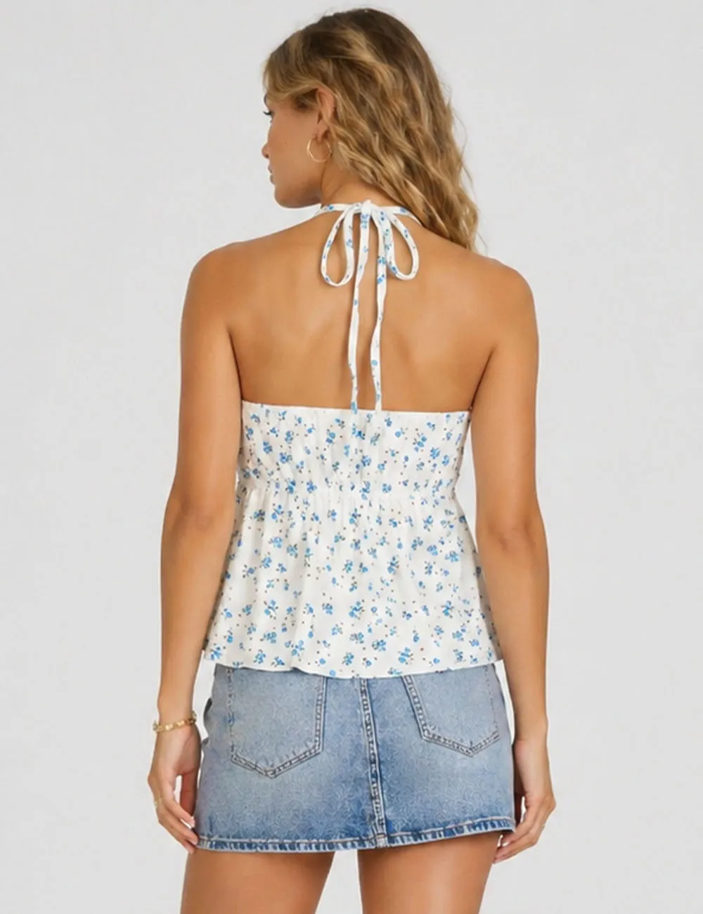 Eyelet Halter Sleeveless Top