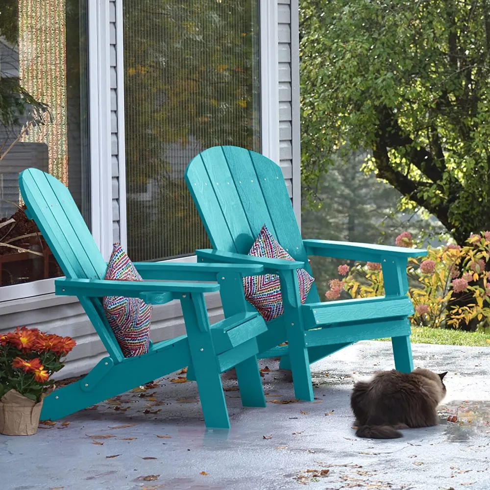 🔥Clearance Sale🔥✨Weather Resistant Blue Recycled Plastic Outdoor Patio Adirondack Chair✨