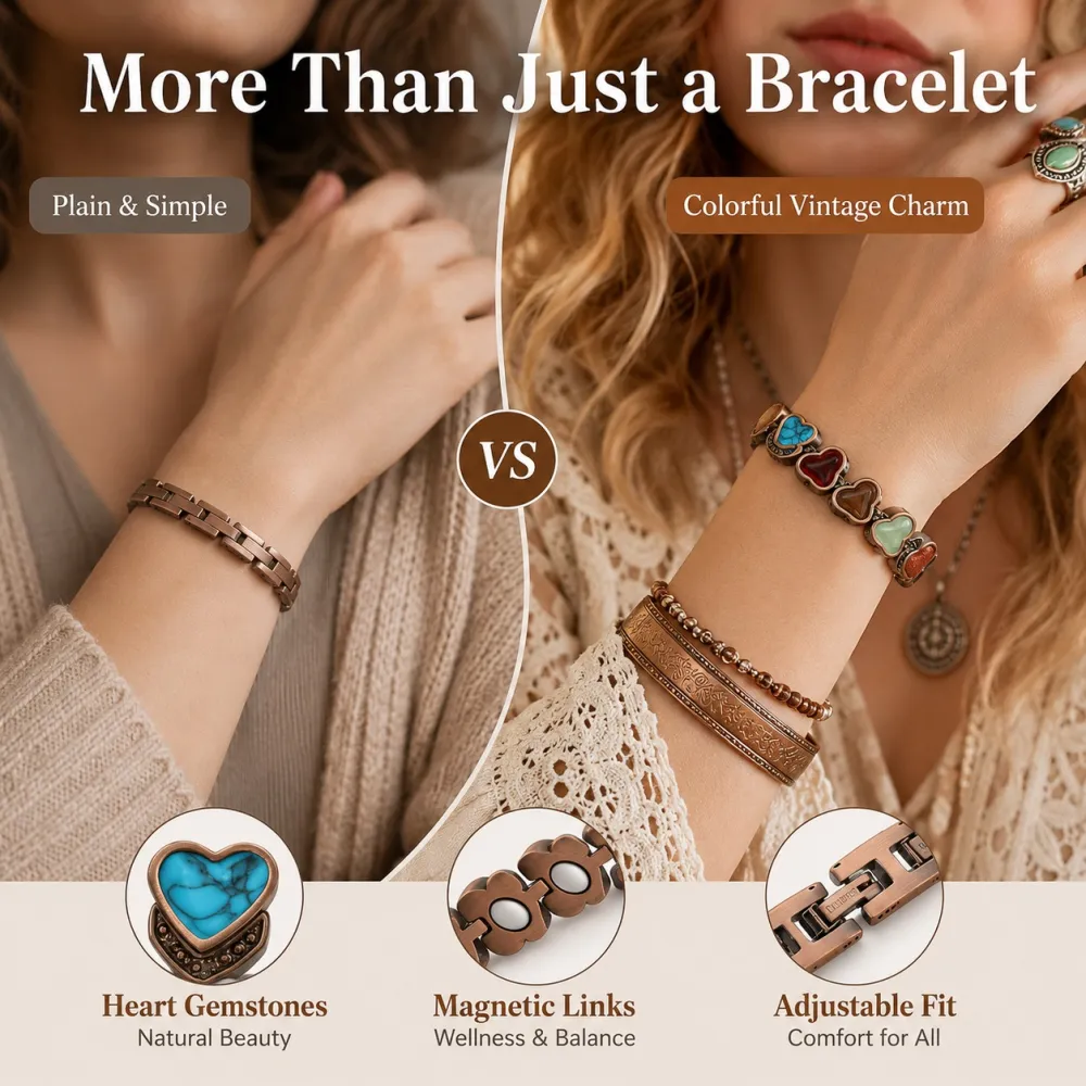 🔥🎁Copper Bracelet for Women, Pure Copper Magnetic Bracelets, Natural Unique Gemstone