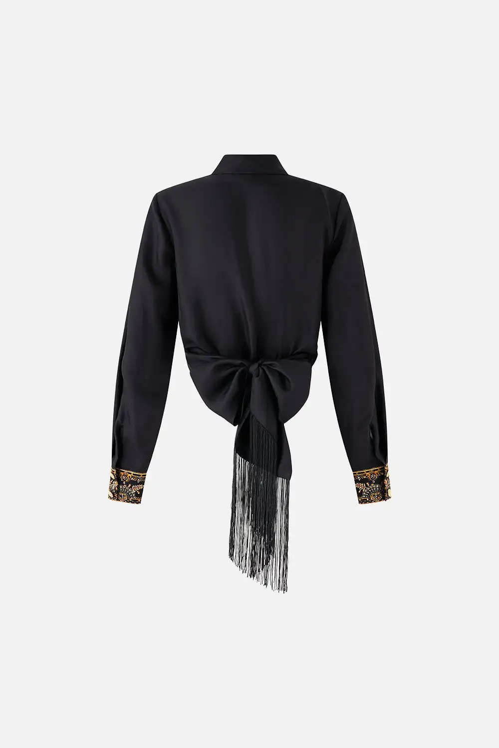 Printed Cropped Wrap Shirt with Tie