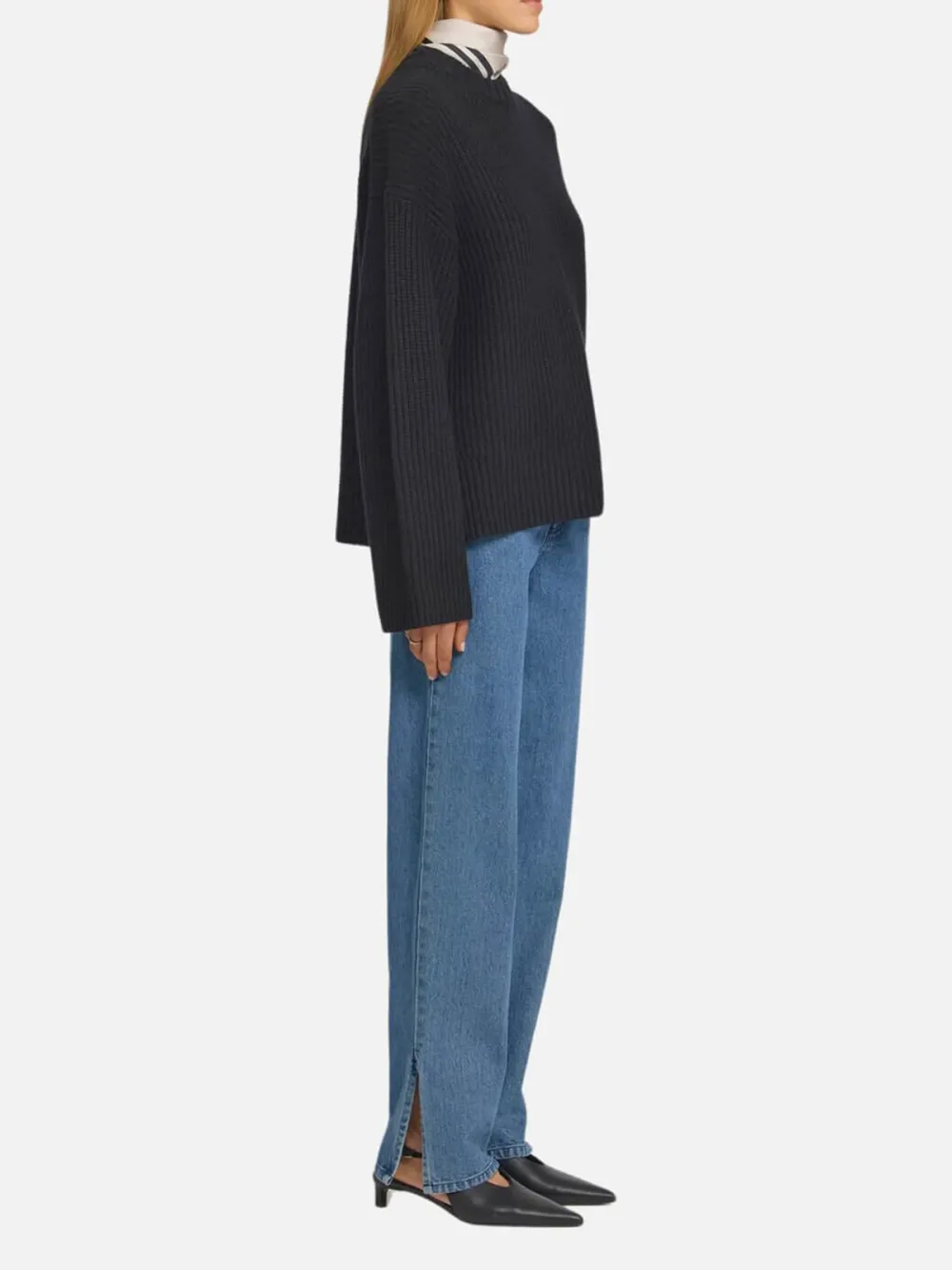 Plain Round Neck Drop Shoulder Sweater