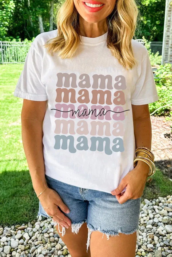 Mama Lettering Printed Crew Tee