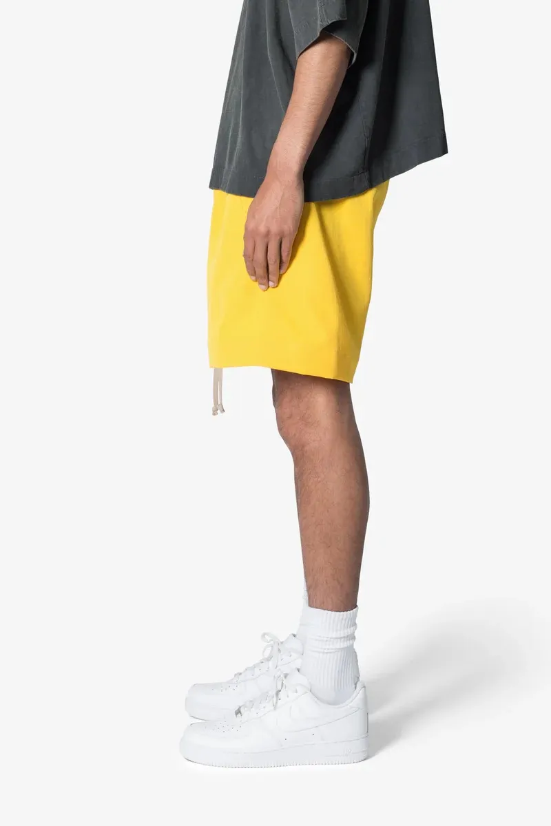 BRIGHT YELLOW ELASTIC WAIST SHORTS