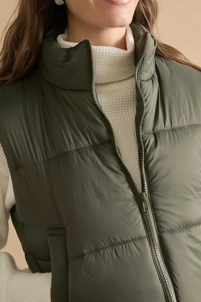 Olive Green Puffer Vest