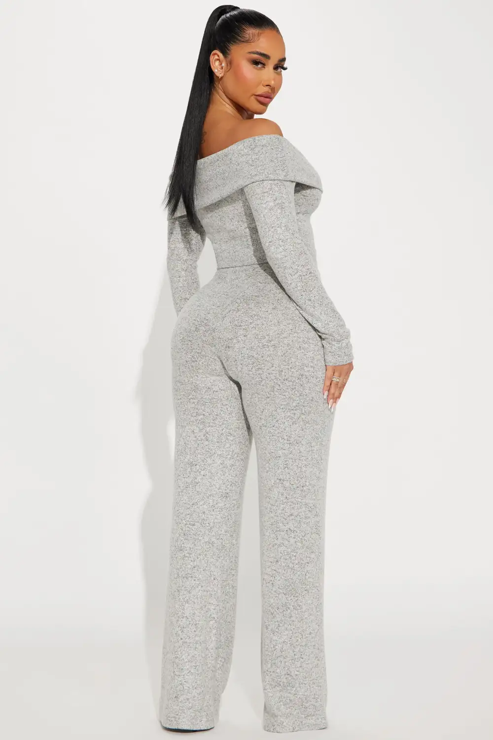 Jamie Brushed Knit Pant Set - Heather Grey