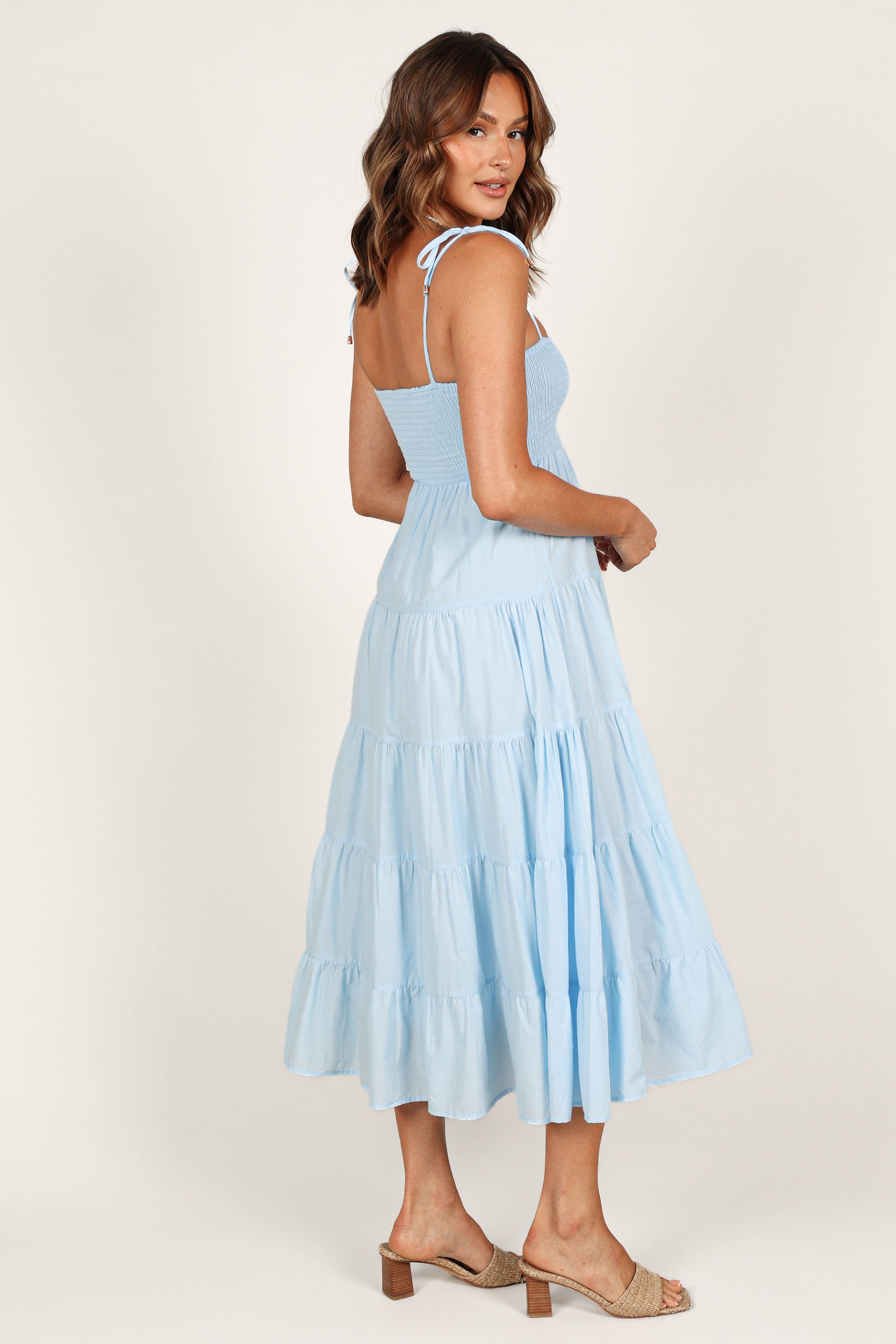 Carrol Shirred Bodice Maxi Dress - Blue