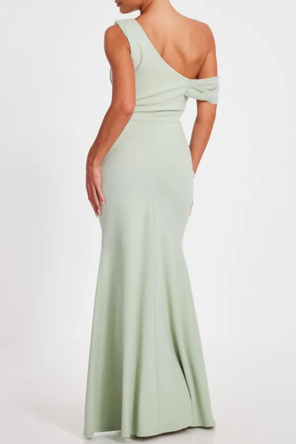 Asymmetric Draped Neck Breathable Drop Shoulder Women's Dress