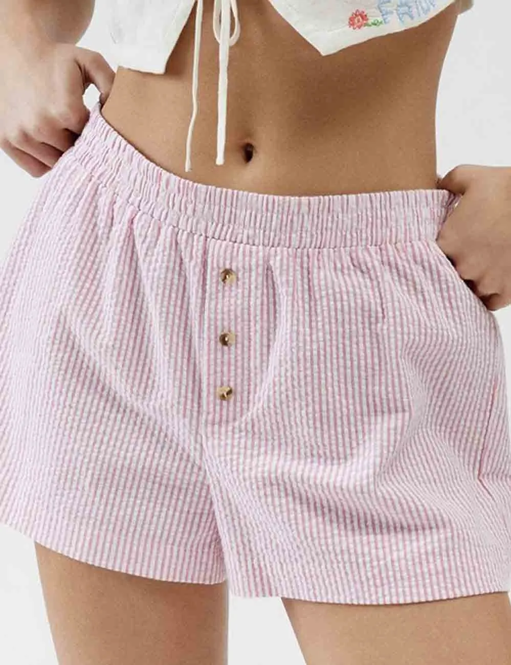Color Block Stripe Waist Shorts