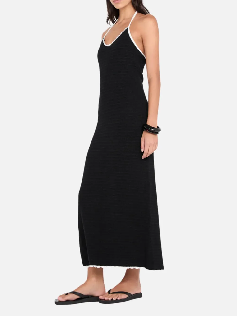 Contrast Halter Neck Ankle Dress