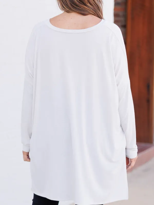 V-Neck Front Short Back Long Slit T-Shirt