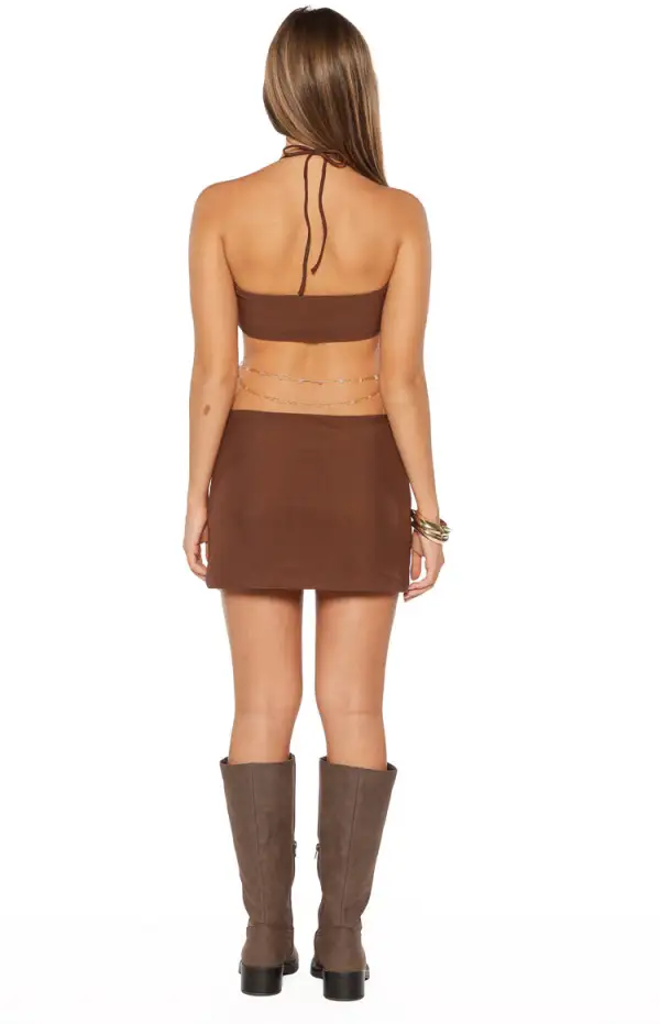 Halter Neck Cut Out Chain Mini Dress