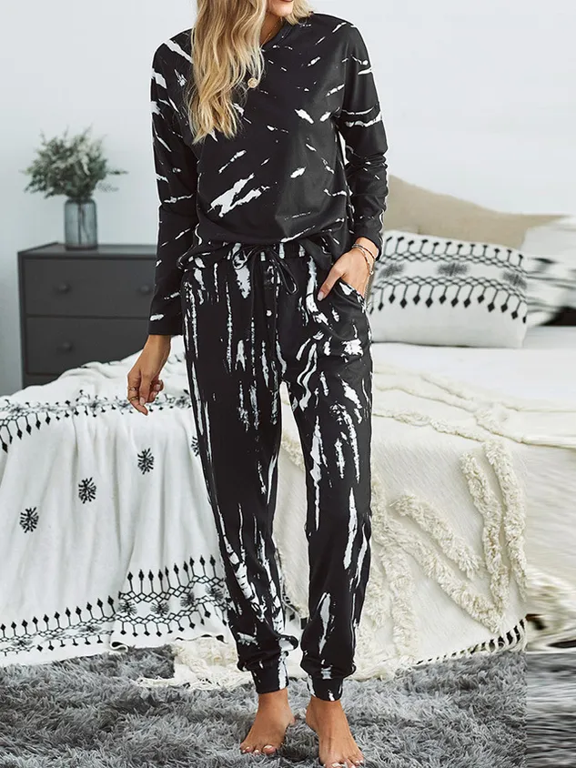 Casual Tie-Dye Pattern Lounge Set