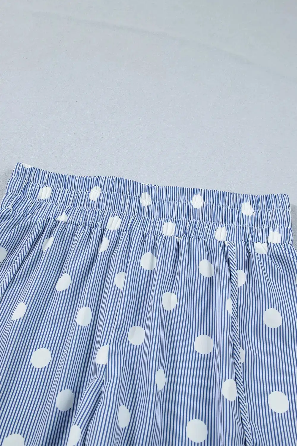 Polka Dot Striped Elastic Waist Shorts