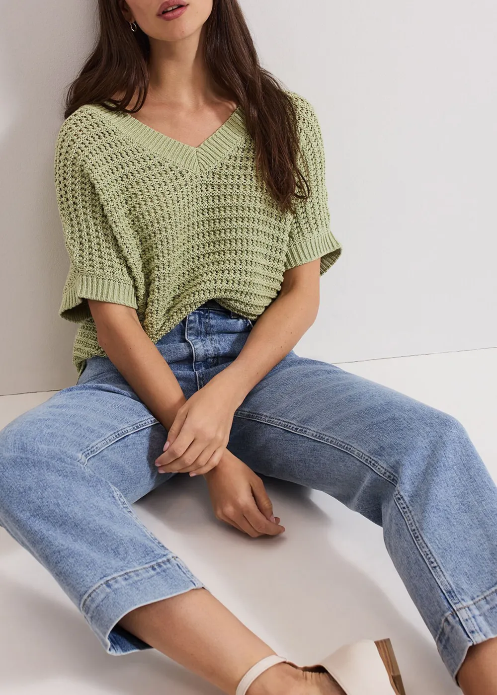 V-Neck Ribbed-Knit Sweater
