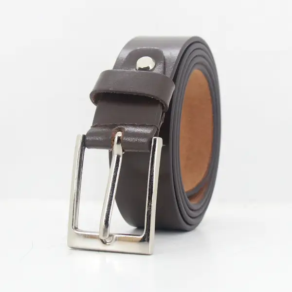 Plain Metal Buckle Leather Belt