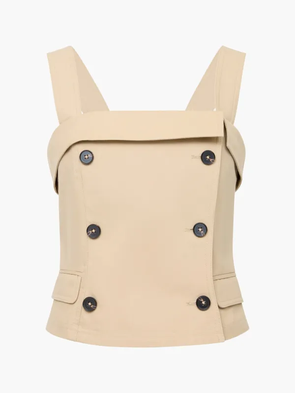 Double Breasted Structured Cotton Vest