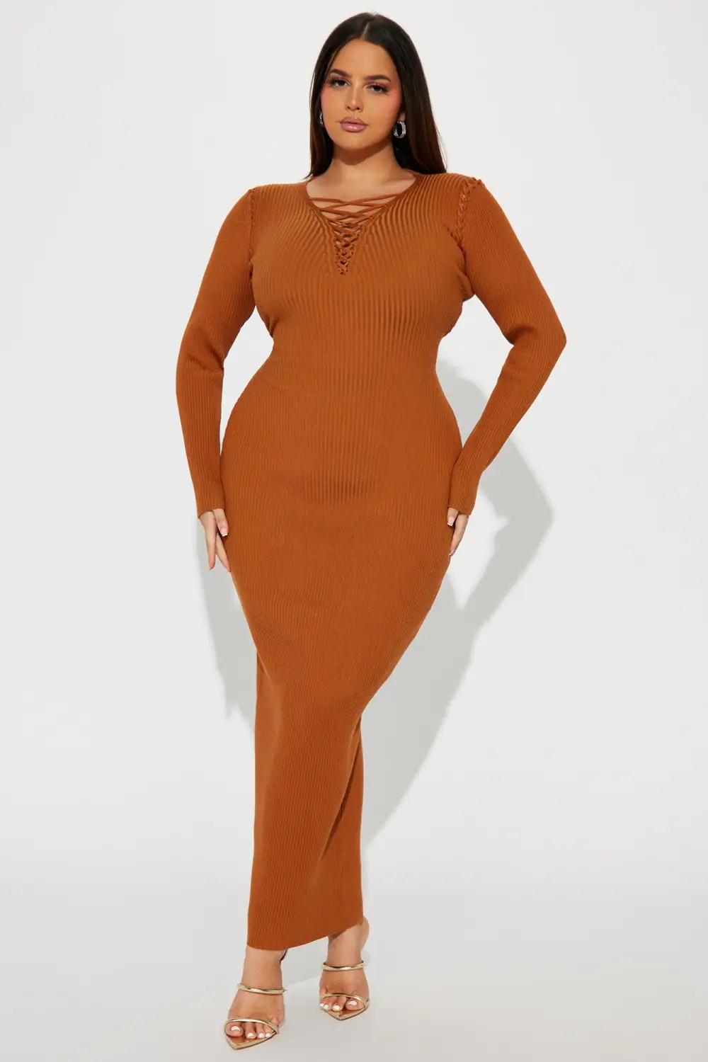 Sara Sweater Maxi Dress - Cognac