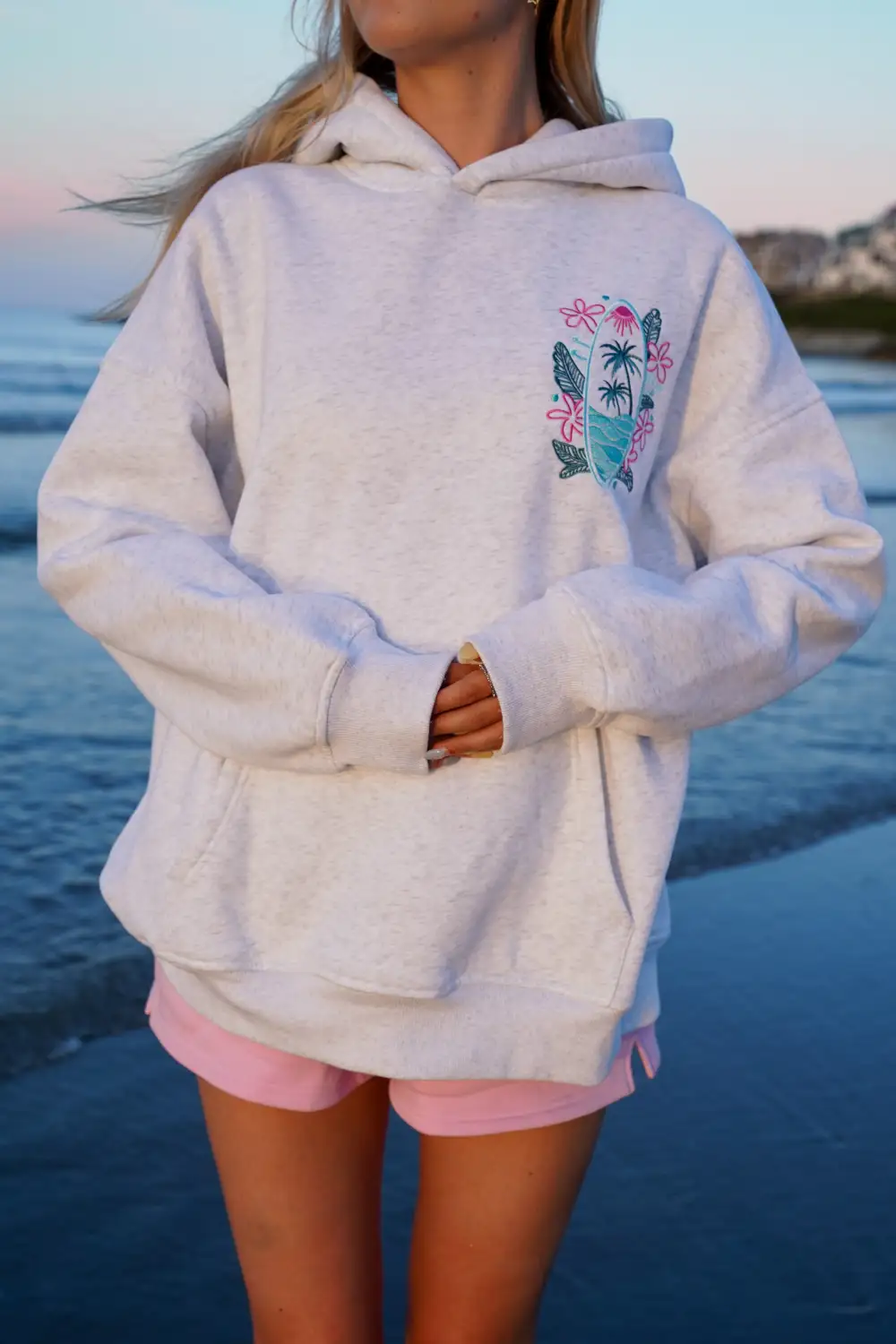 Surfing the Waves Embroider Hoodie