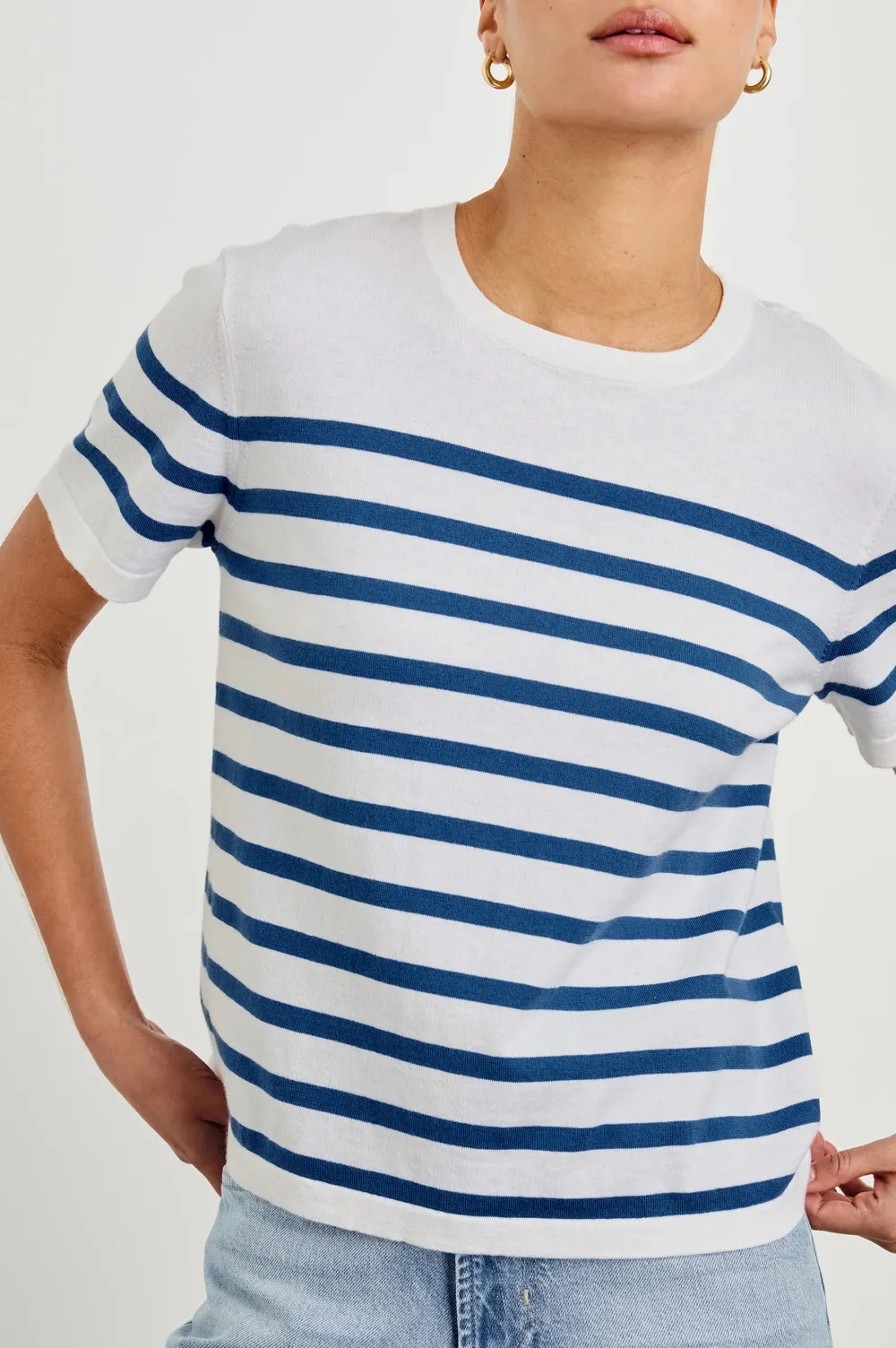 Pure Cotton Striped Printed Women's T-Shirt