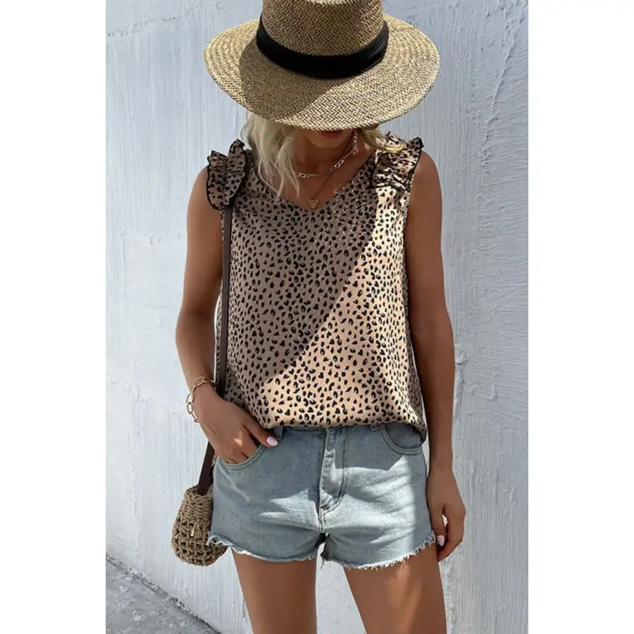 Frill Trim V Neck Tank