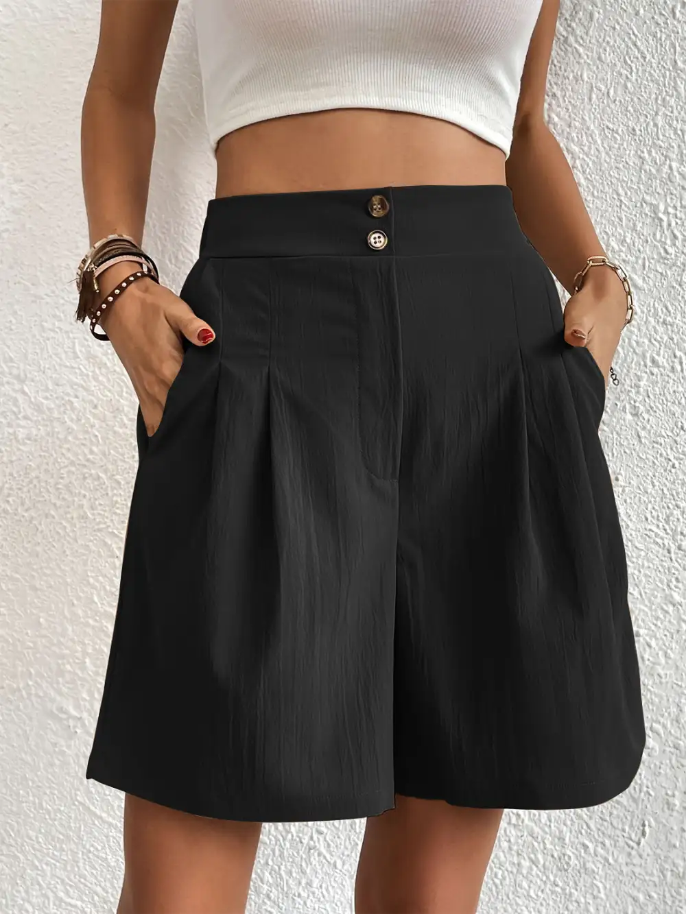 Utility Elastic Waist Pocket Detail Shorts