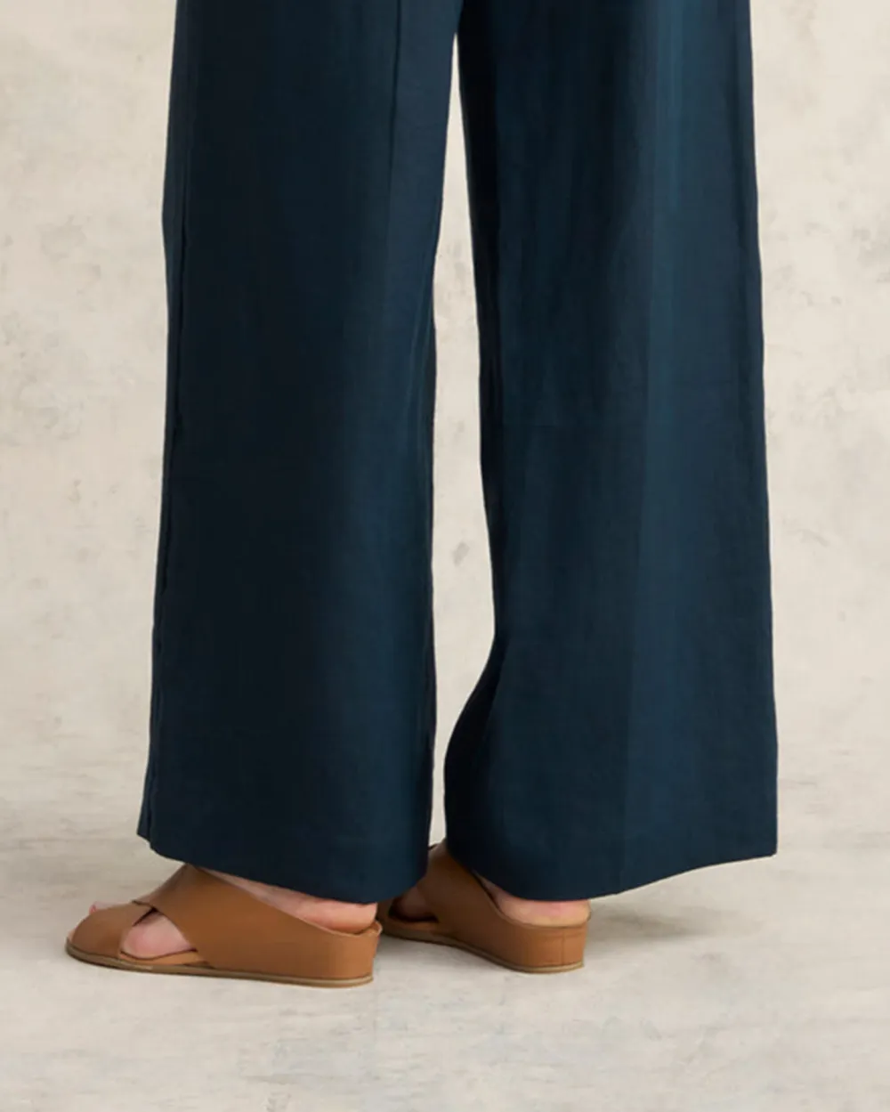 Full Length Waist Tab Linen Pant