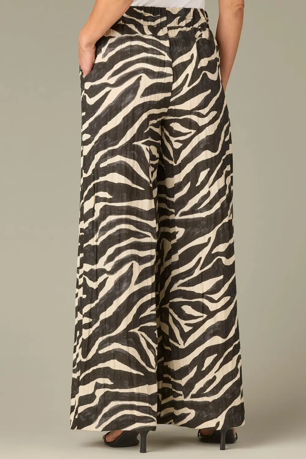  Triple Pleat Petite Palazzo Glider Pants Zebra