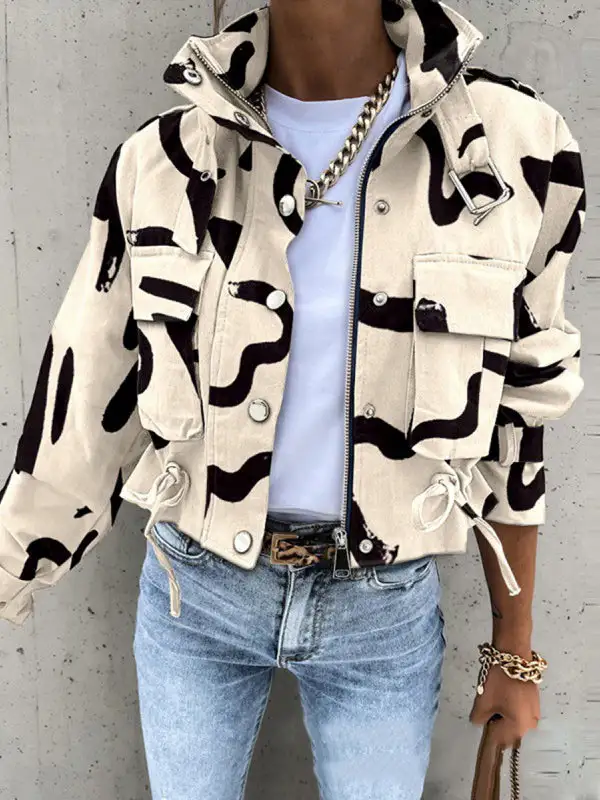 Printed Zip Front Jacket