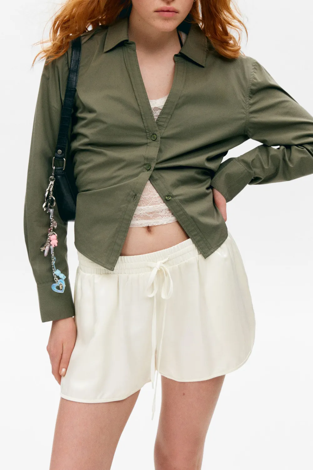Cutout Back Drawstring Detail Shirt