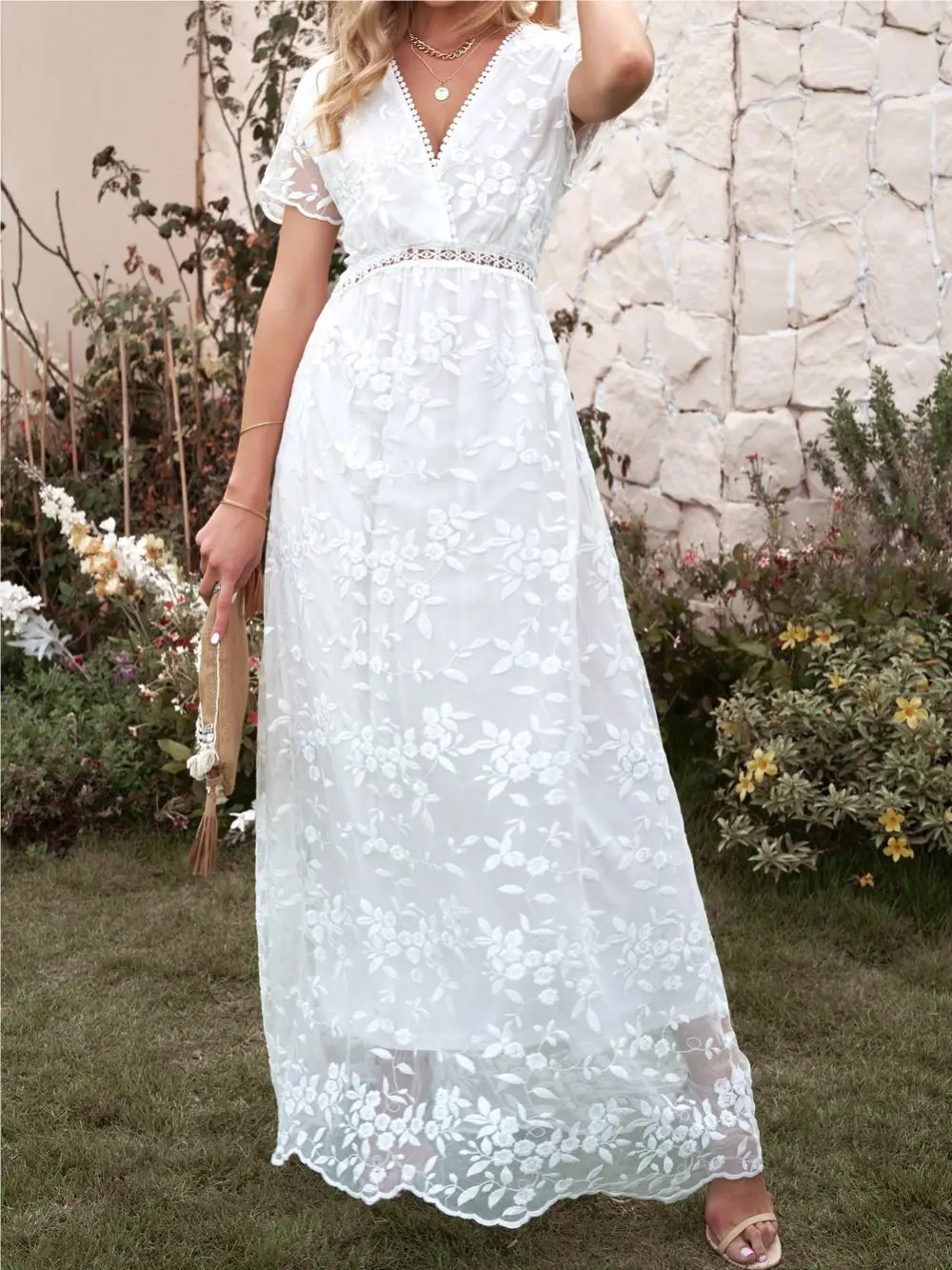 Lace Solid Color Temperament Dress