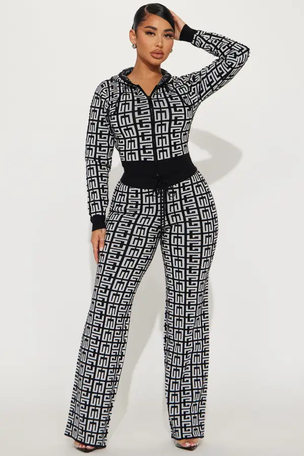 Got A Crush 3 Piece Pant Set - Black/White