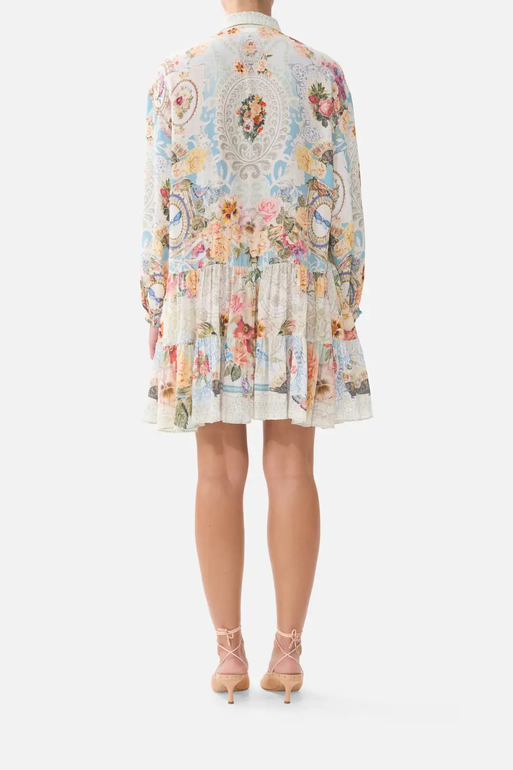 Long Sleeve Tiered Short Dress