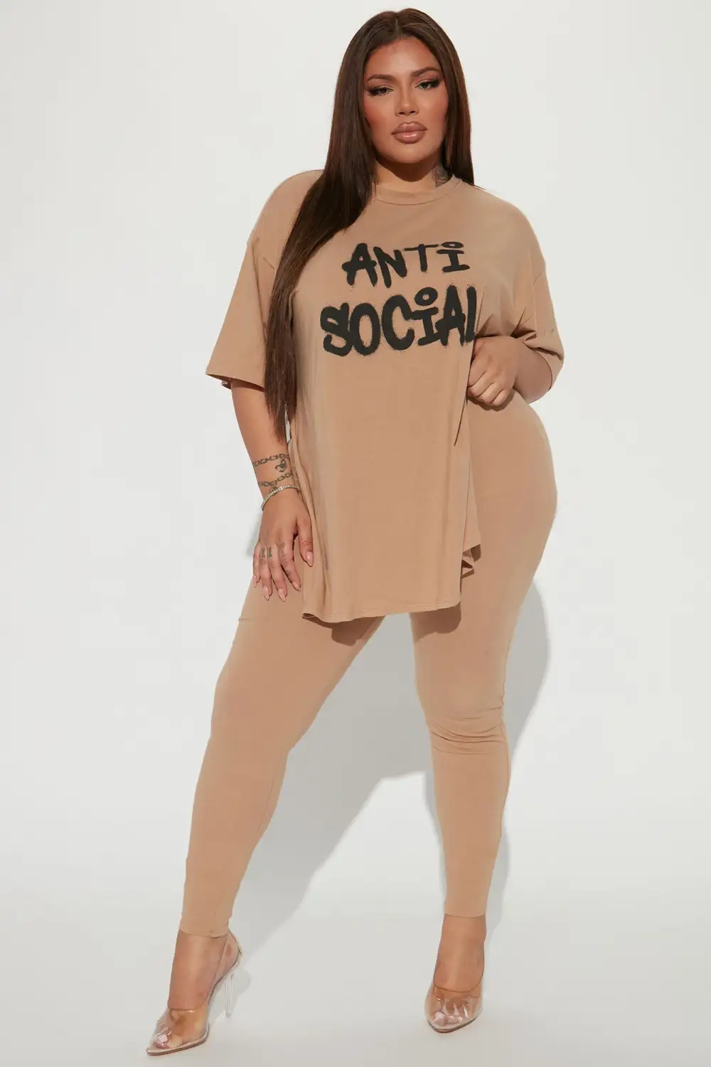 The Anti Social Legging Set - Taupe