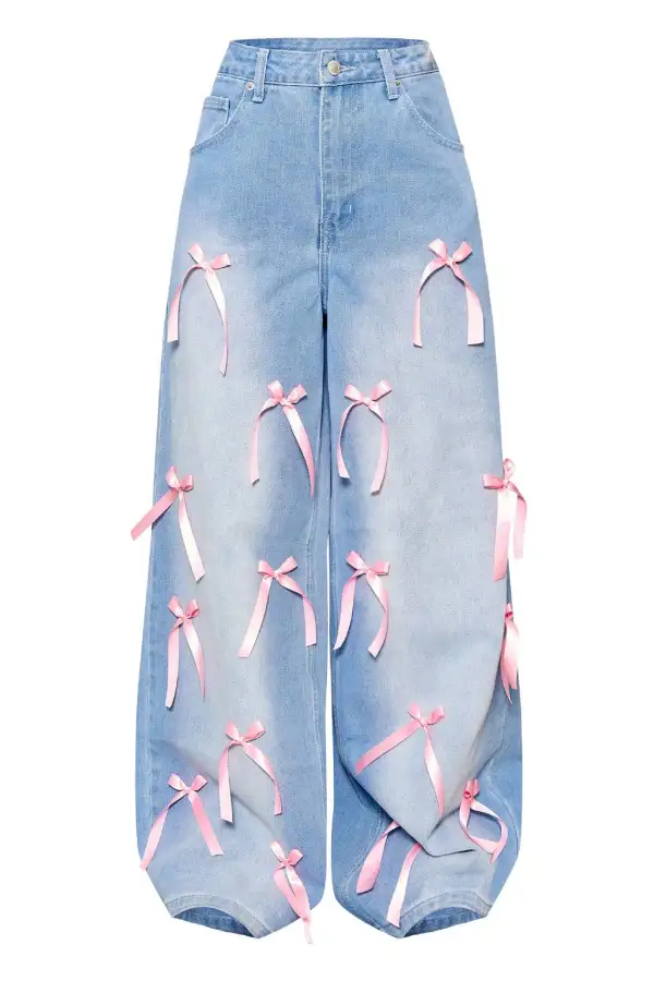Bow Detail High Rise Jeans
