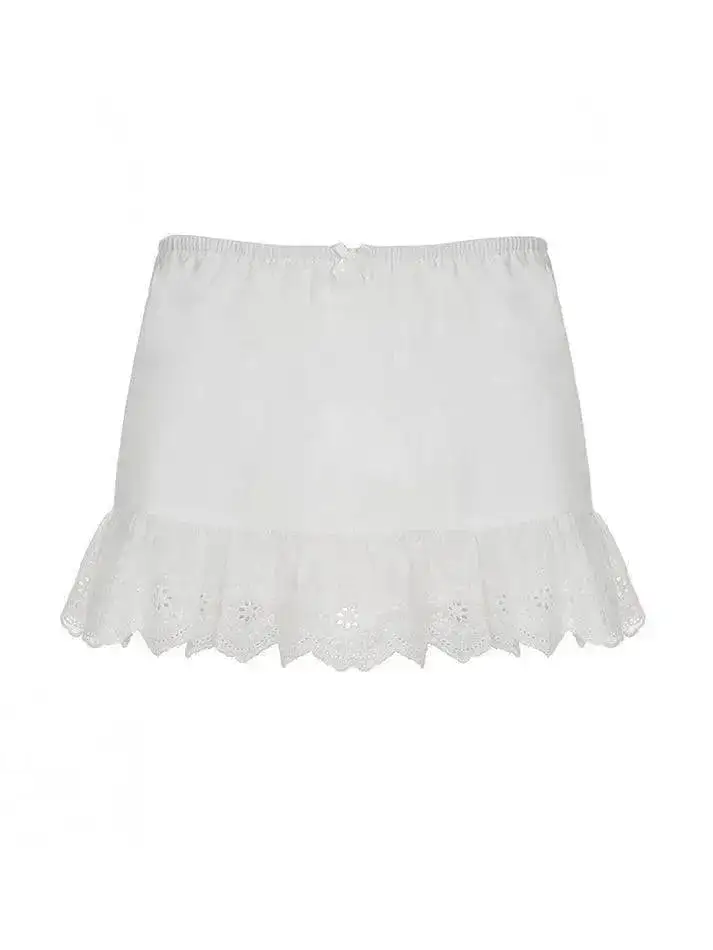 Lace Hollow Mini Skirt