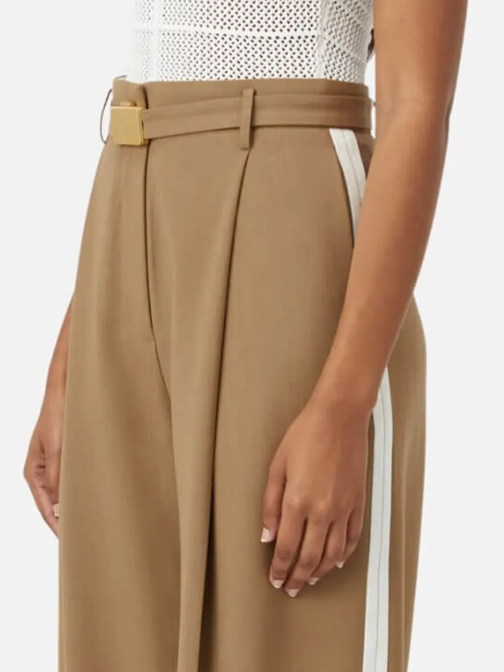 Contrast Stripe Wide Leg Pants