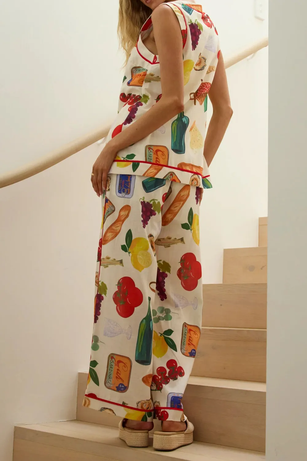 Cartoon Print Slim Wide-Leg Pants