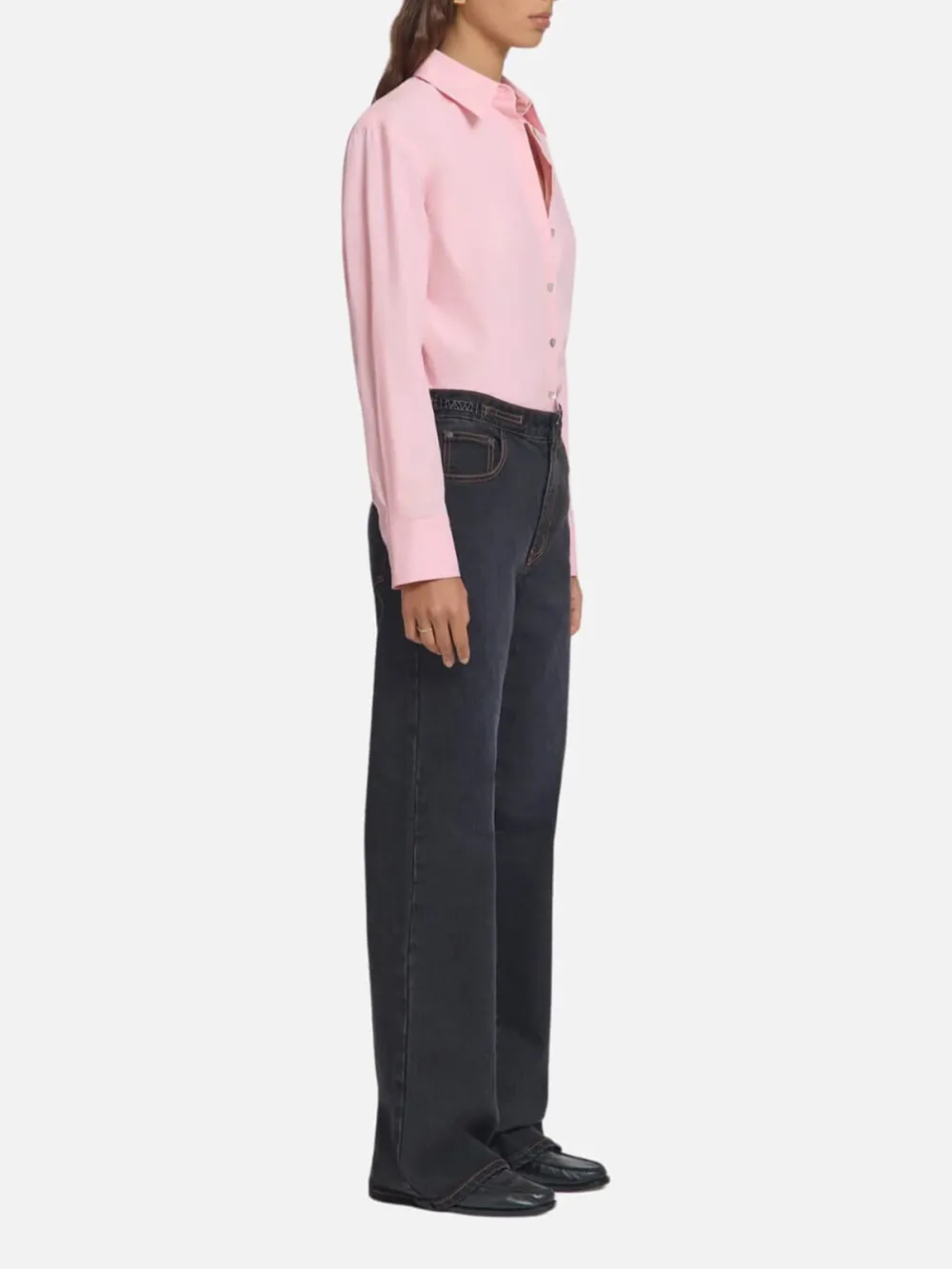 Pocketed Washed Straight Jeans