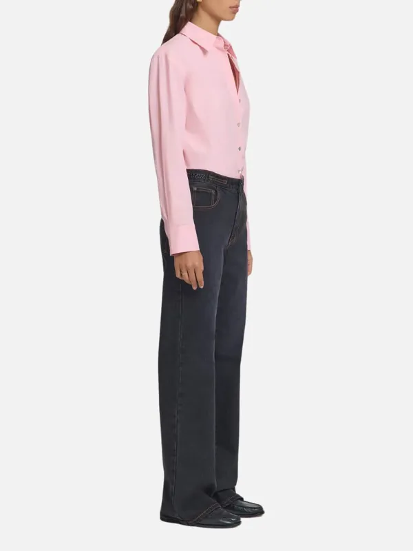 Pocketed Washed Straight Jeans