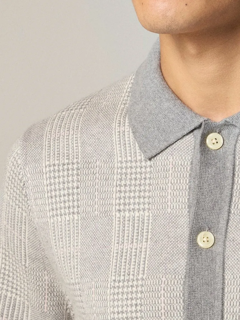 Light Gray Short Sleeve Button Front Knit Sweater