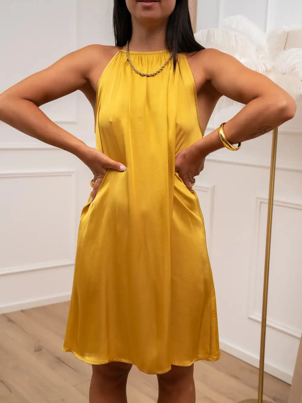 a Line Strappy Viscose Dress