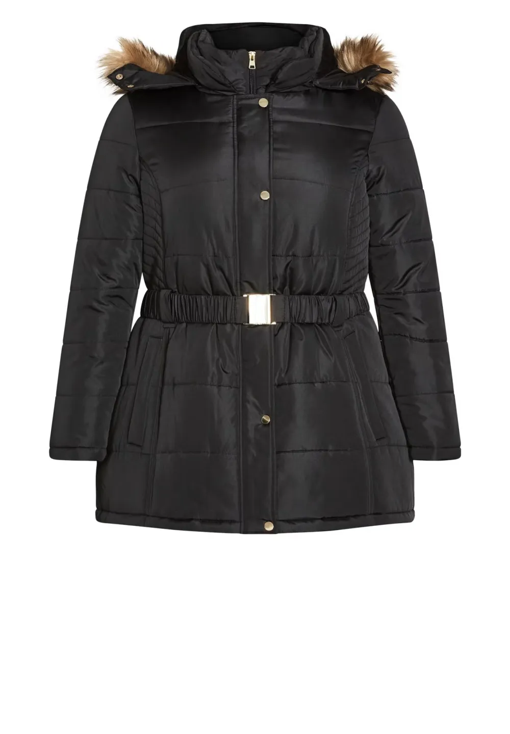 Waist Tied Fur Hat Down Jacket