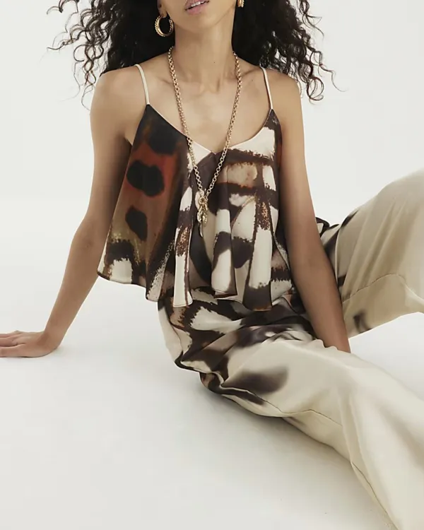 Cream Style Butterfly Pattern Artistic Jumpsuits