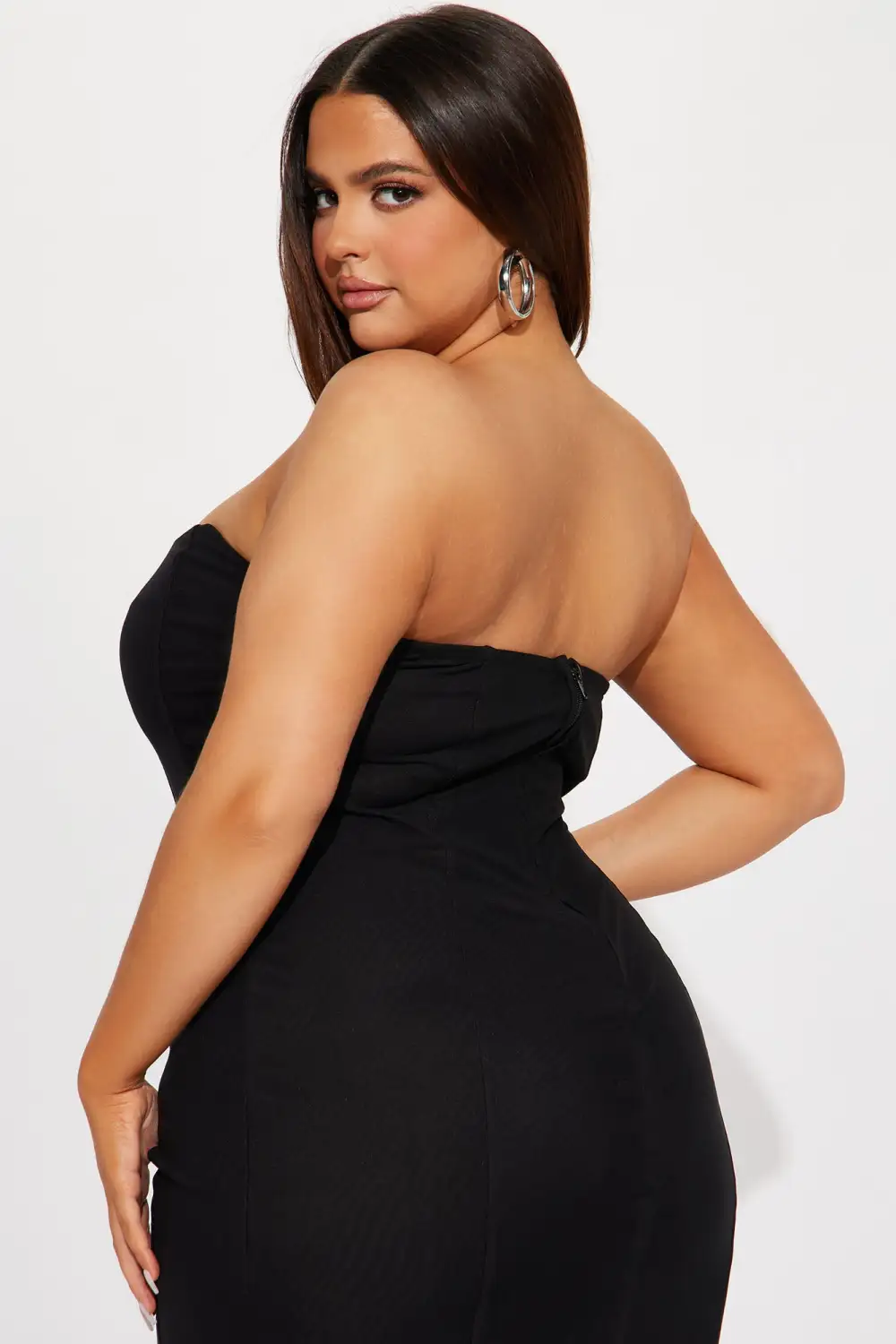 On Point Mesh Corset Midi Dress  - Black