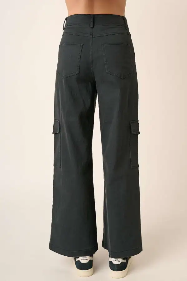 Wide Leg High Waist Pants With Cargo Pockets