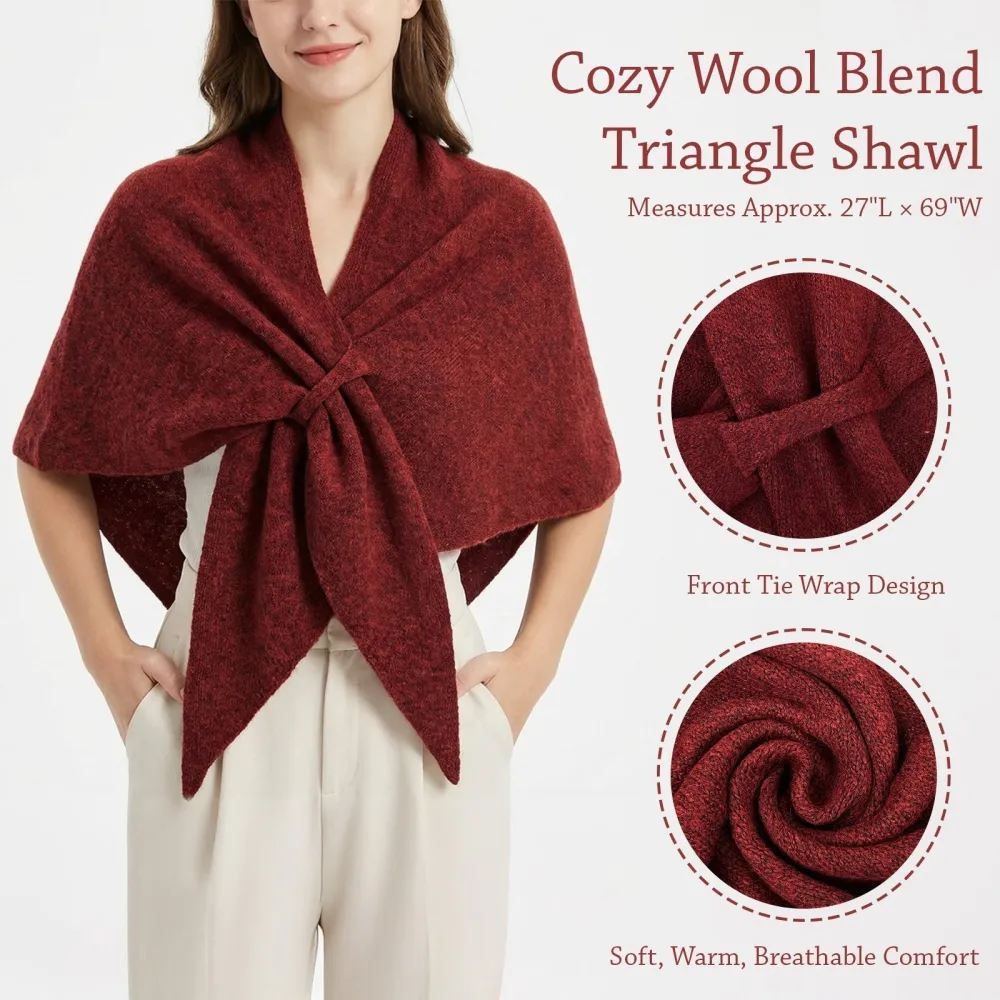 2026 Spring/Fall Faux Cashmere Lazy Style Multi-Color Loose Shawl for Women Warm Triangle Scarf Cape Layering Outerwear