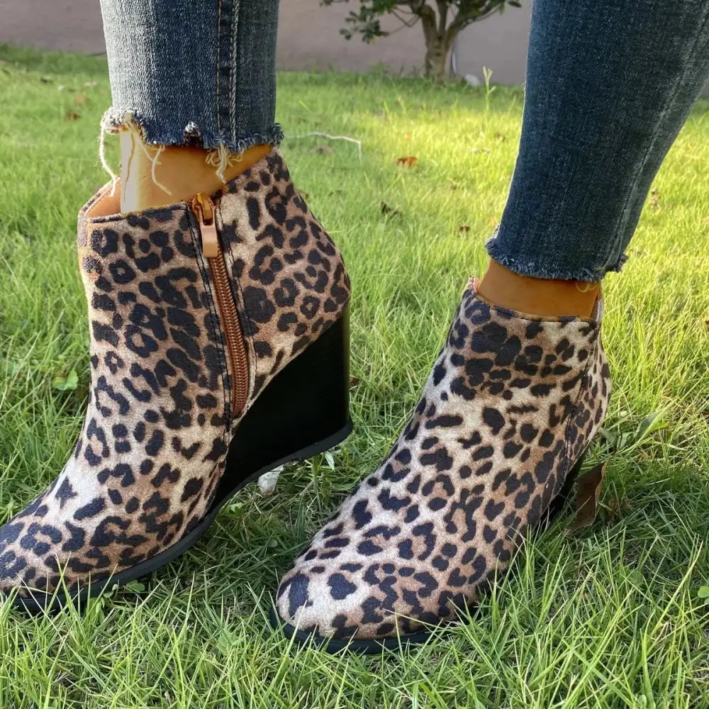 Refined Round Toe Wedge Ankle Boots