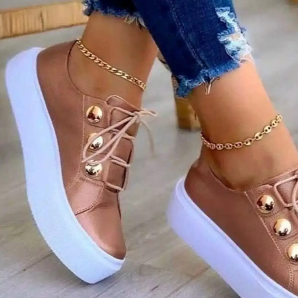 Modern Round Toe Platform Sneakers