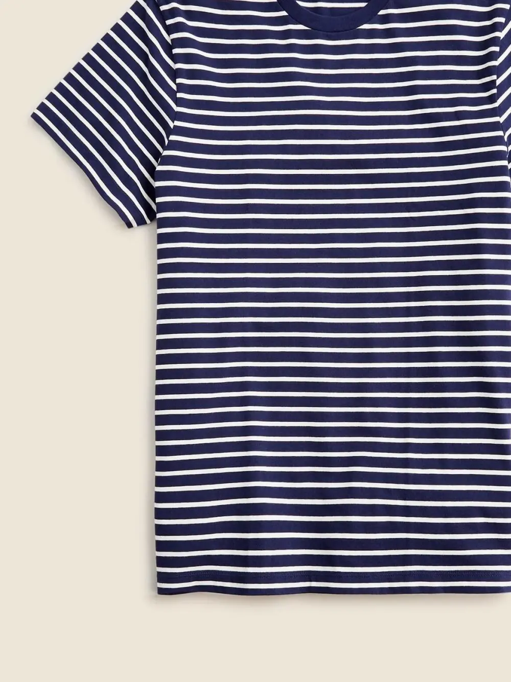 Navy And White Striped Crew Neck T-Shirt